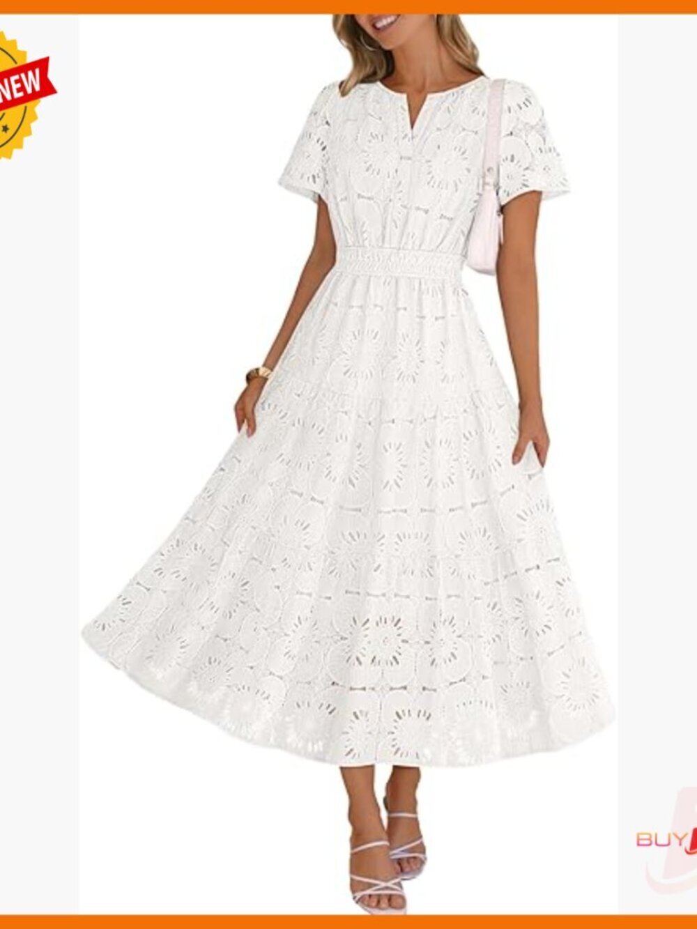 Summer Maxi Dress Floral Eyelet Lace Tiered A-Line Boho Vacation Style